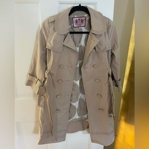 Juicy Couture Trench Coat with stylish detailing, attached belt and pockets